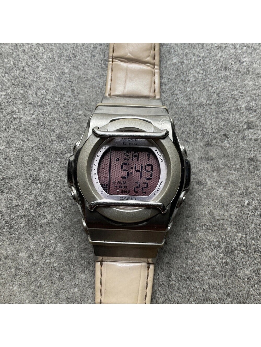 Casio Baby G Digital Watch Women Silver Tone 2965 MSG-160D New Battery Bin T